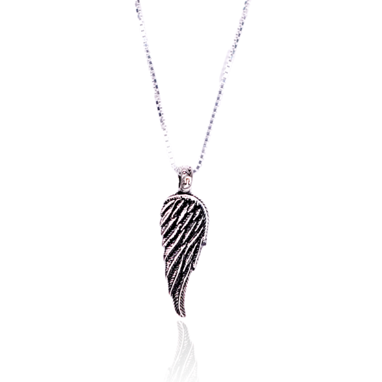 SILVER ANGEL WING PENDANT WITH LINK CHAIN