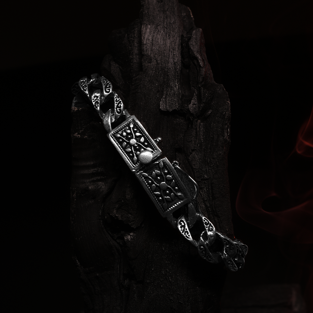 Oxidised Cubic Bracelet For Him