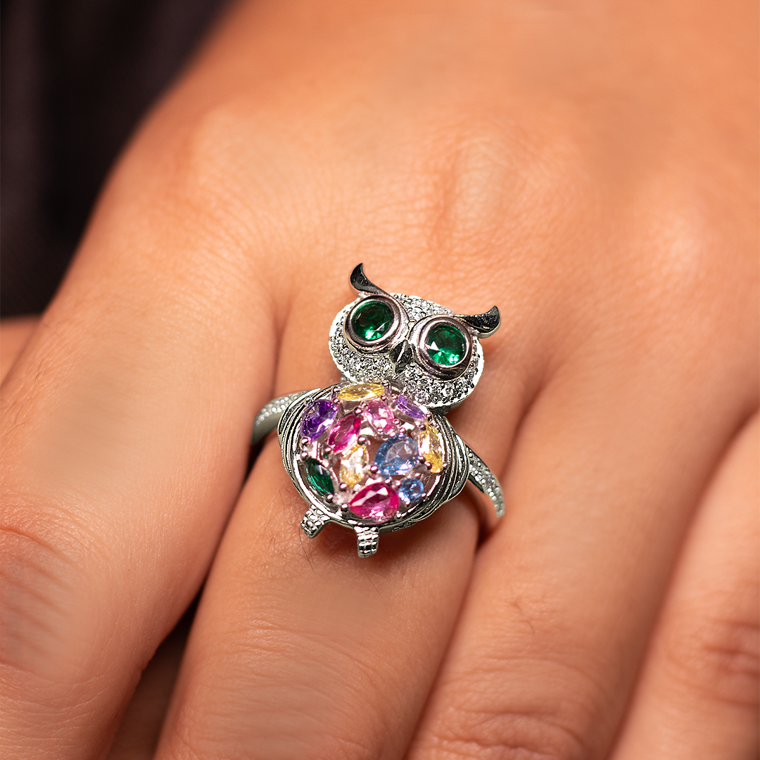 Silver Owl Ring