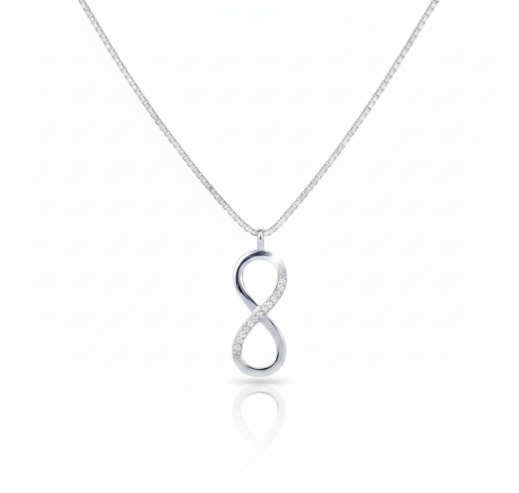 Silver Infinity Pendant With Link Chain