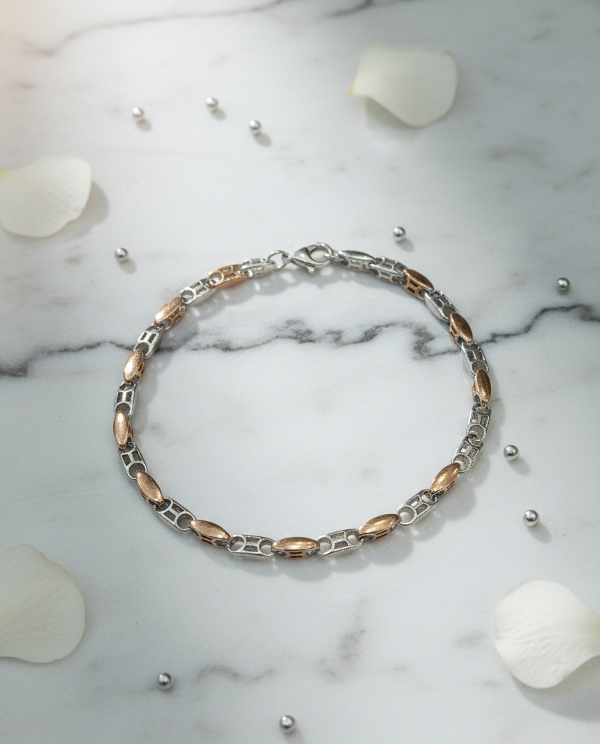 Silver Regal Dual-Tone Chain Bracelet