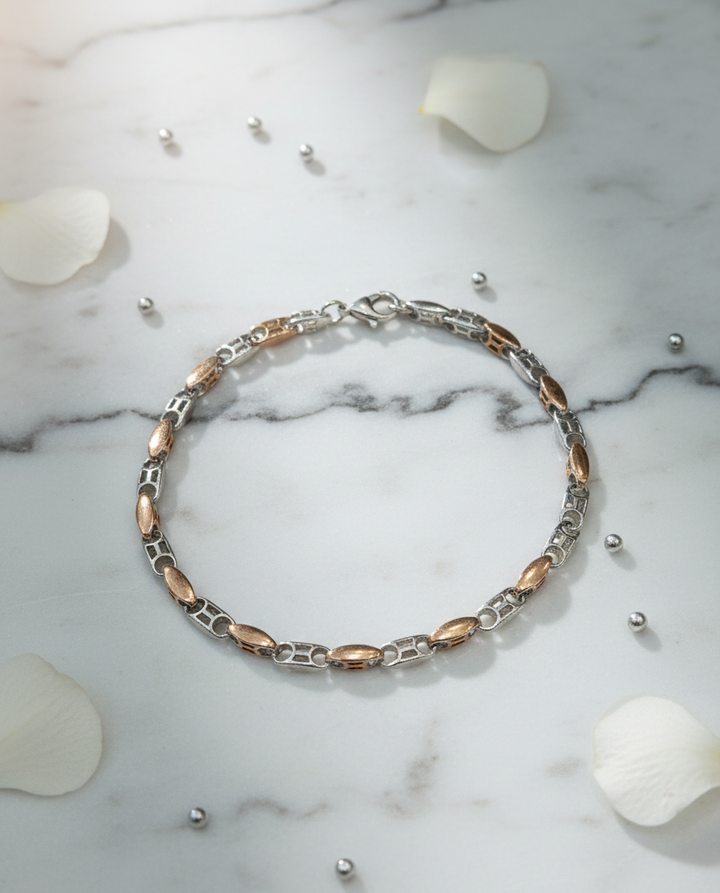 Silver Regal Dual-Tone Chain Bracelet