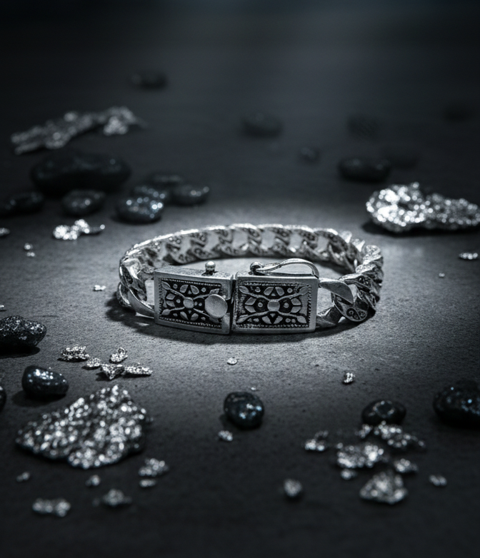 Oxidised Cubic Bracelet For Him