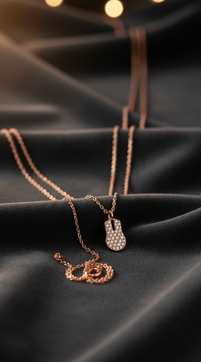 ROSE GOLD MIRROR PENDANT WITH LINK CHAIN