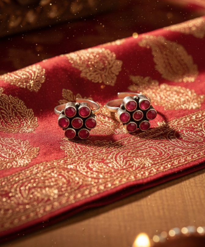 Silver Round Ruby Floral Touring