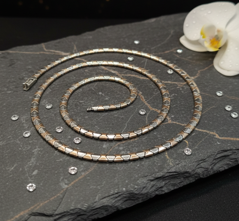 Hex-Bar Link Silver Chain