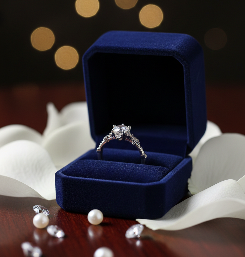 Silver Starburst Solitaire Ring
