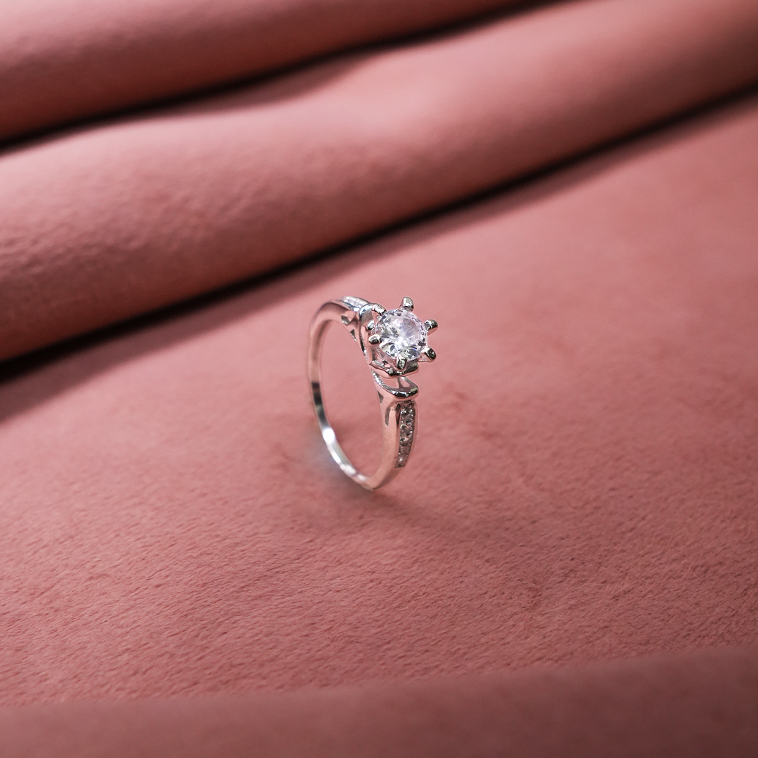 Silver Solitaire Ring