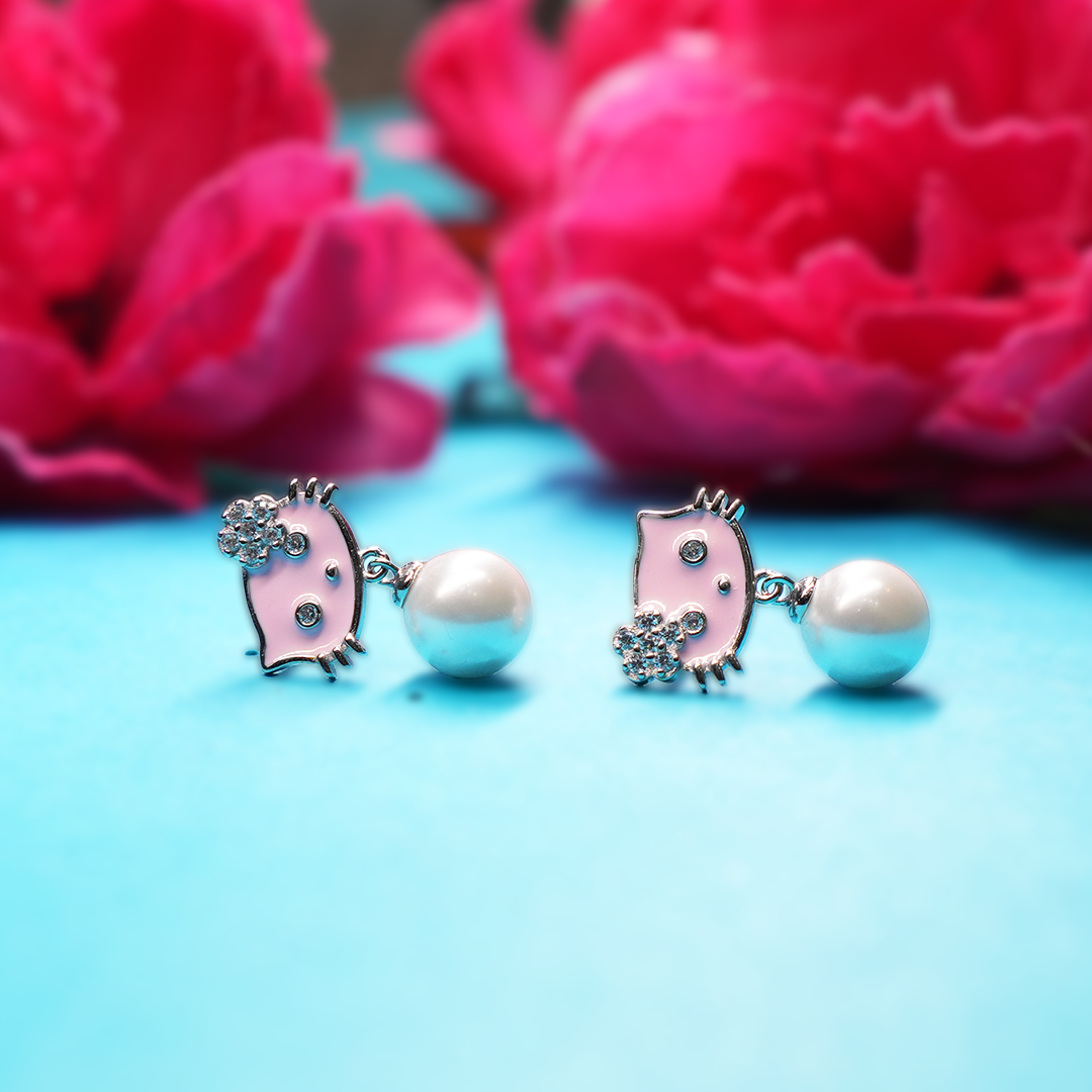 SILVER CUTE CAT EARRINGS