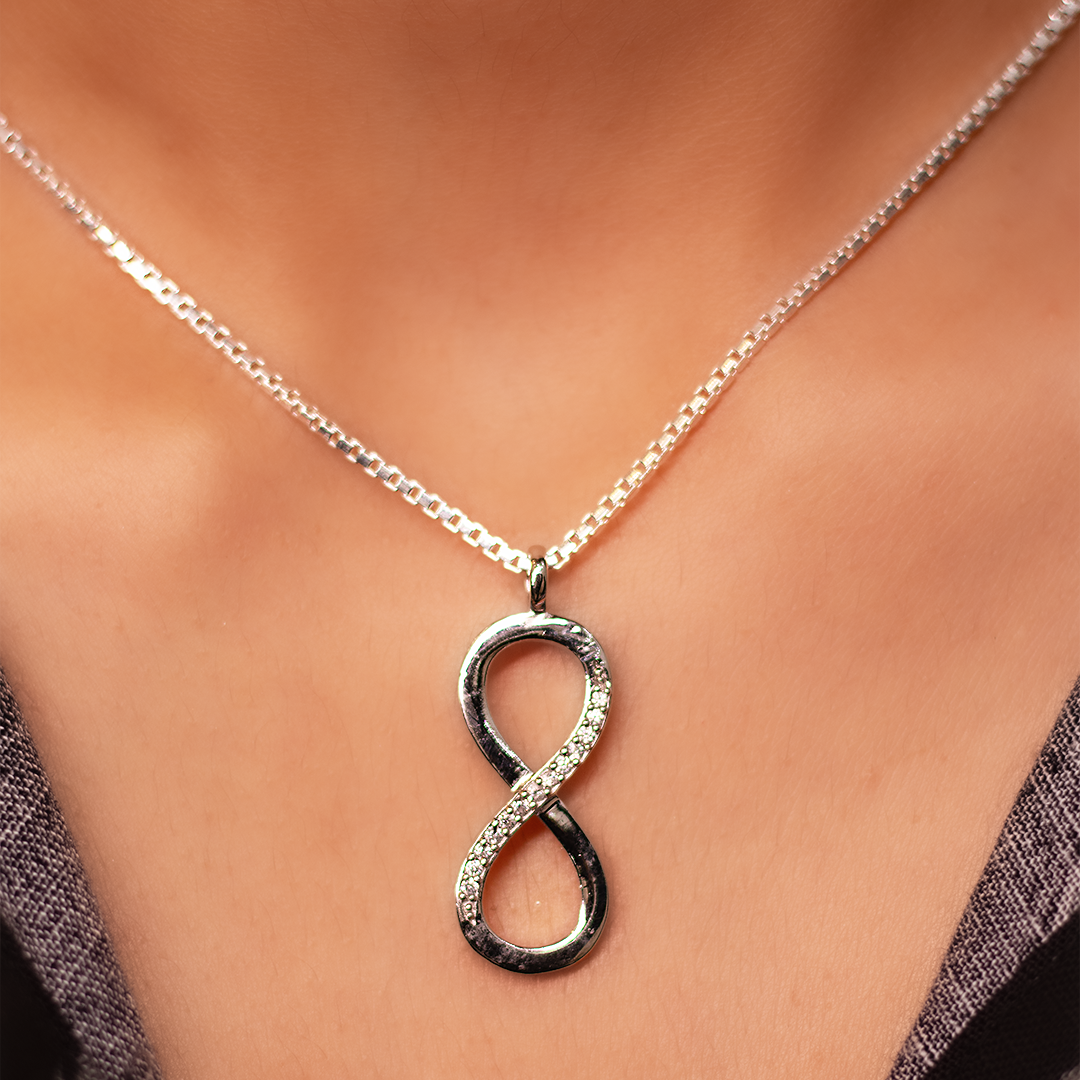 Silver Infinity Pendant With Link Chain