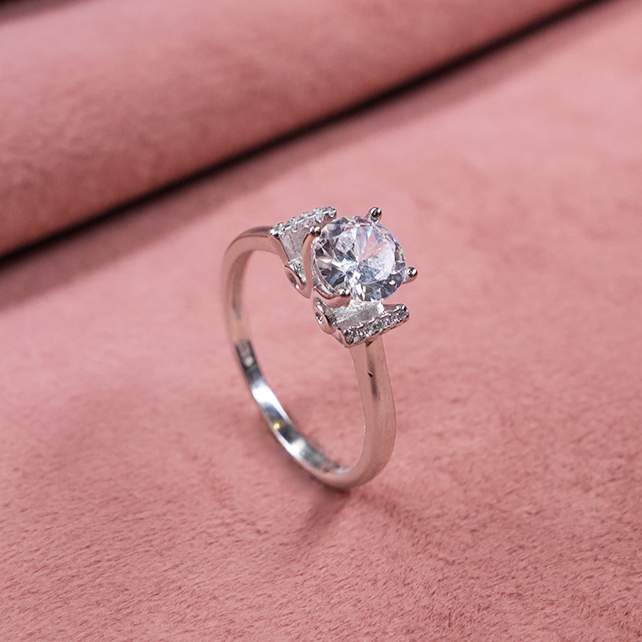 Silver Solitaire Ring