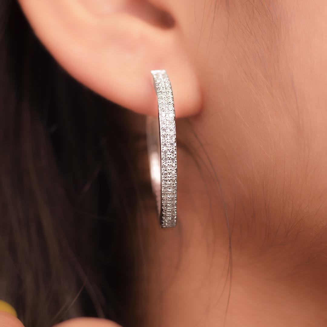 Silver Shining Hoop Earrings