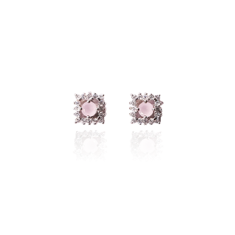 Silver Zirconia Square Earrings