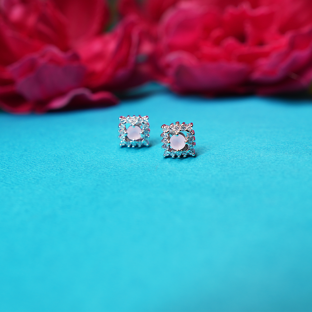 Silver Zirconia Square Earrings