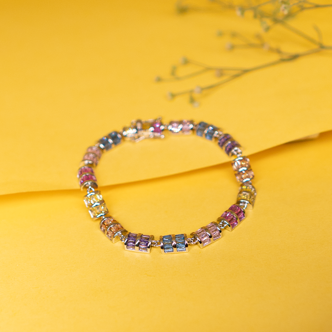 Color Spectrum Baguette Bracelet