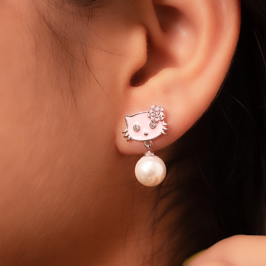 SILVER CUTE CAT EARRINGS
