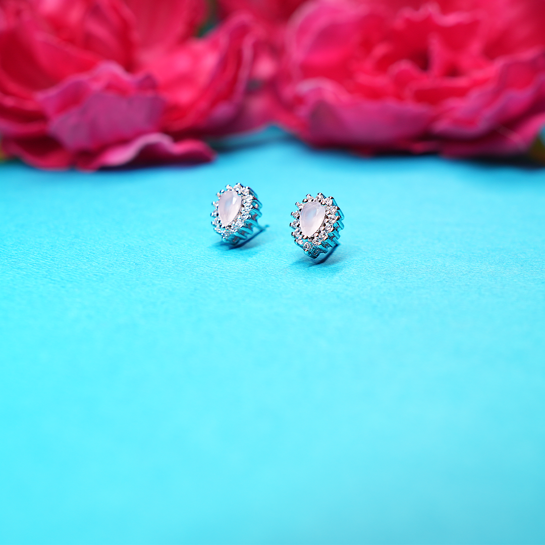 SILVER ZIRCON SUNSHINE STUD EARRING