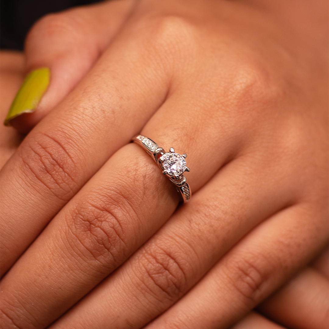 Silver Solitaire Ring