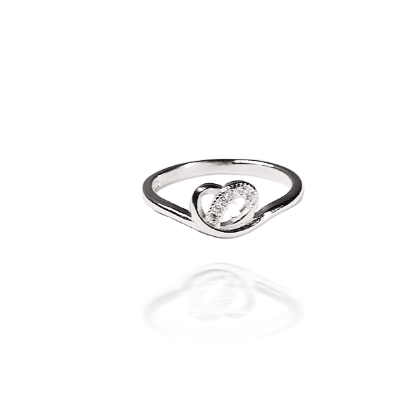 Silver mini heart ring