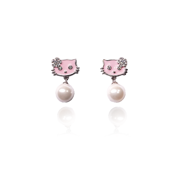 SILVER CUTE CAT EARRINGS