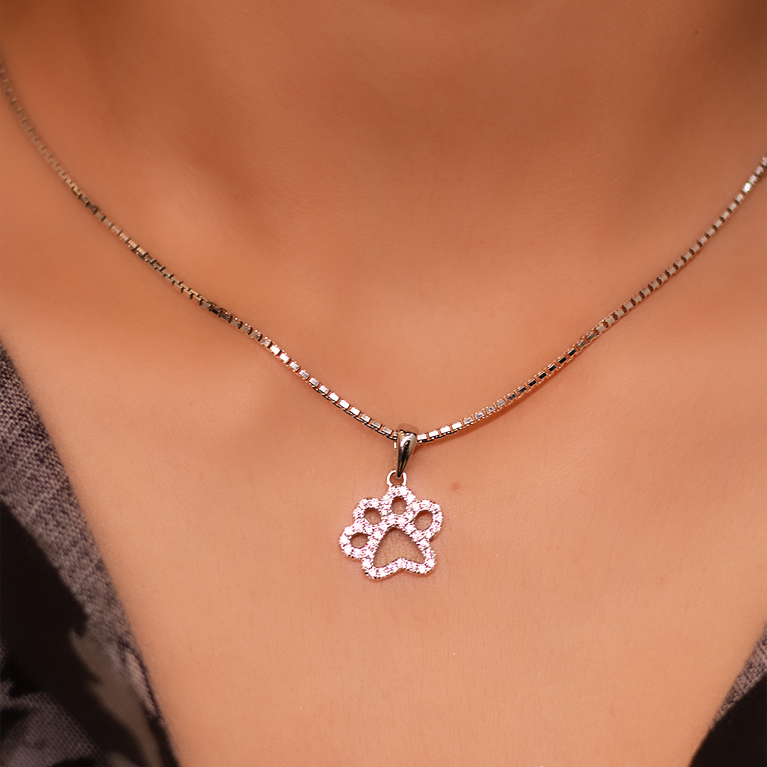 Silver Forever Paw Pendant Link Chain