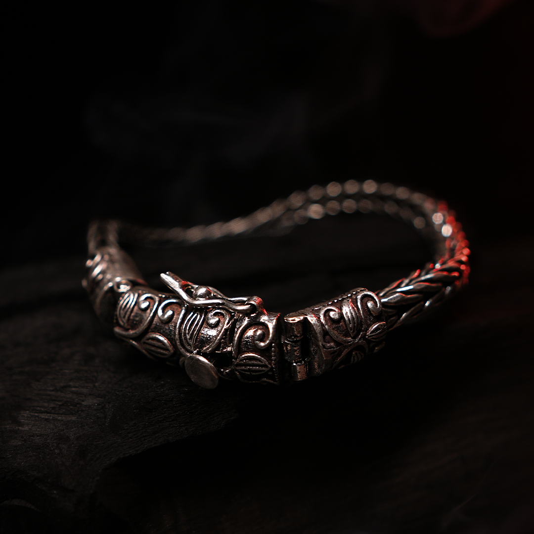 Oxidised Runic Edge Bracelet For Him