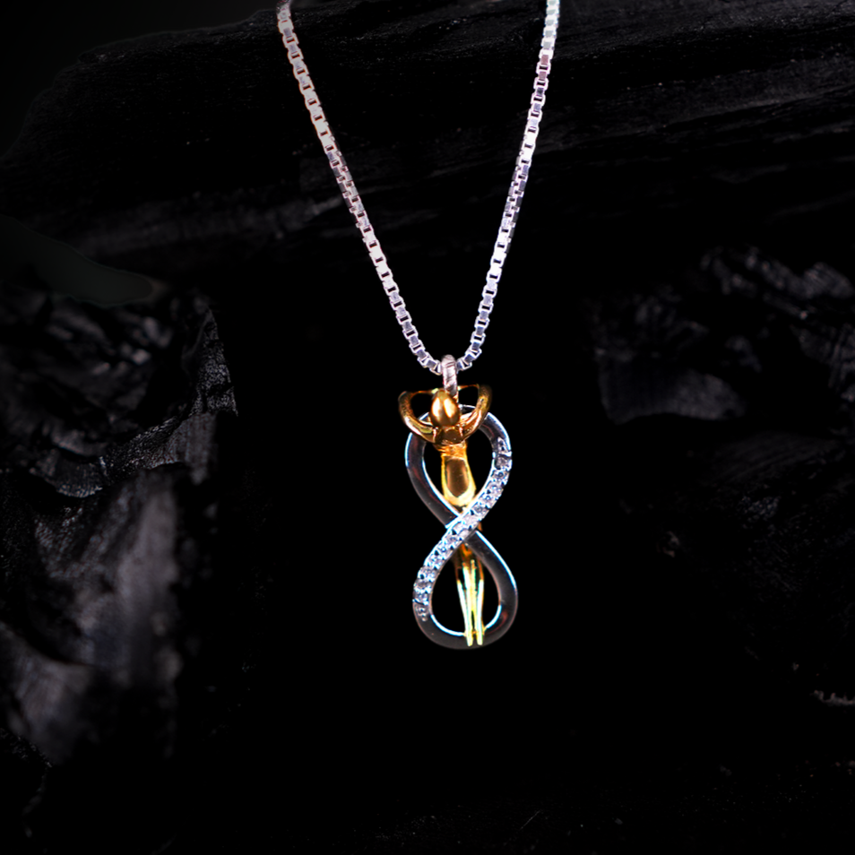 Silver Infinity Sign Pendant with Link Box Chain