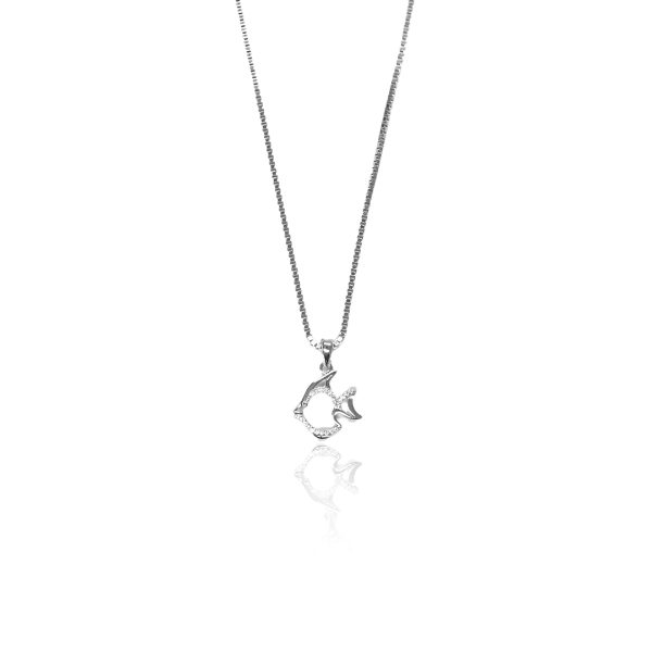Silver Fish Pendant with Link Chain