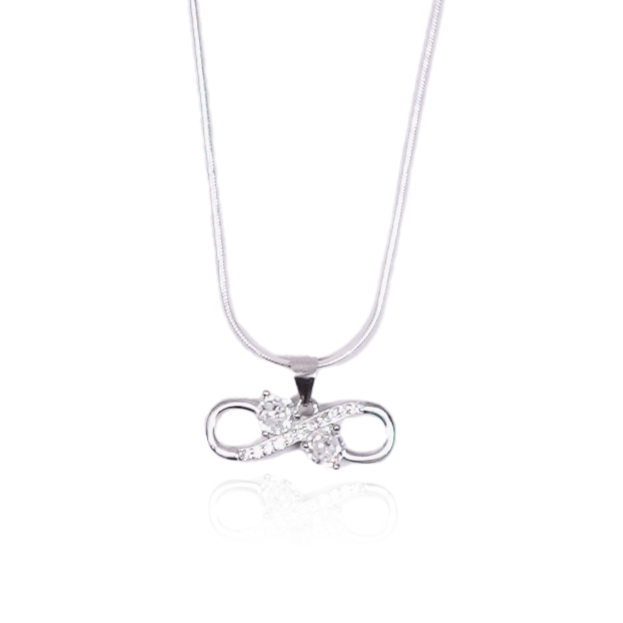 Silver Studded Infinity Pendant With Link Chain