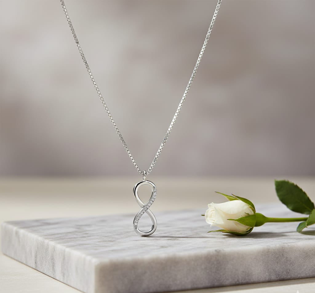 Silver Infinity Pendant With Link Chain