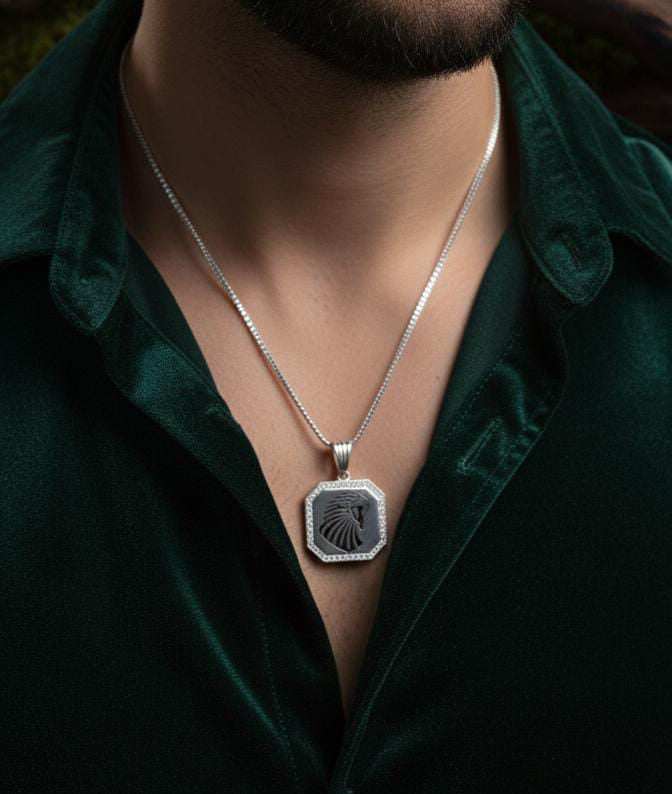 Silver Eagle Pendant With Link Chain