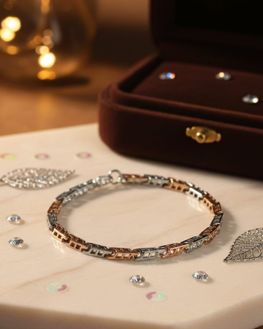 Dual-Tone Link Silver Bracelet