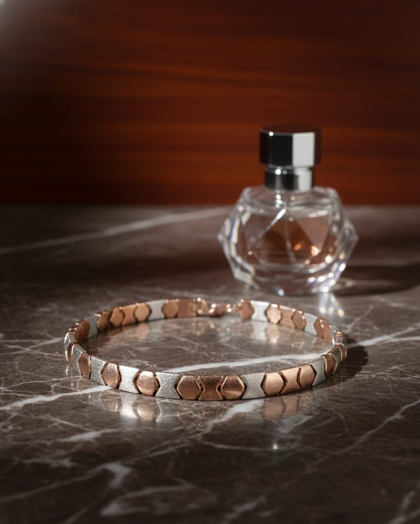 The Dual-Tone Hexagon Bracelet