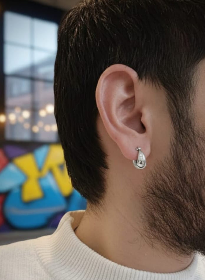 Moonlit Twirl Silver Hoops