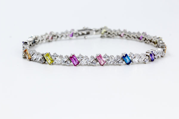 SILVER MULTICOLOURED BRACELET