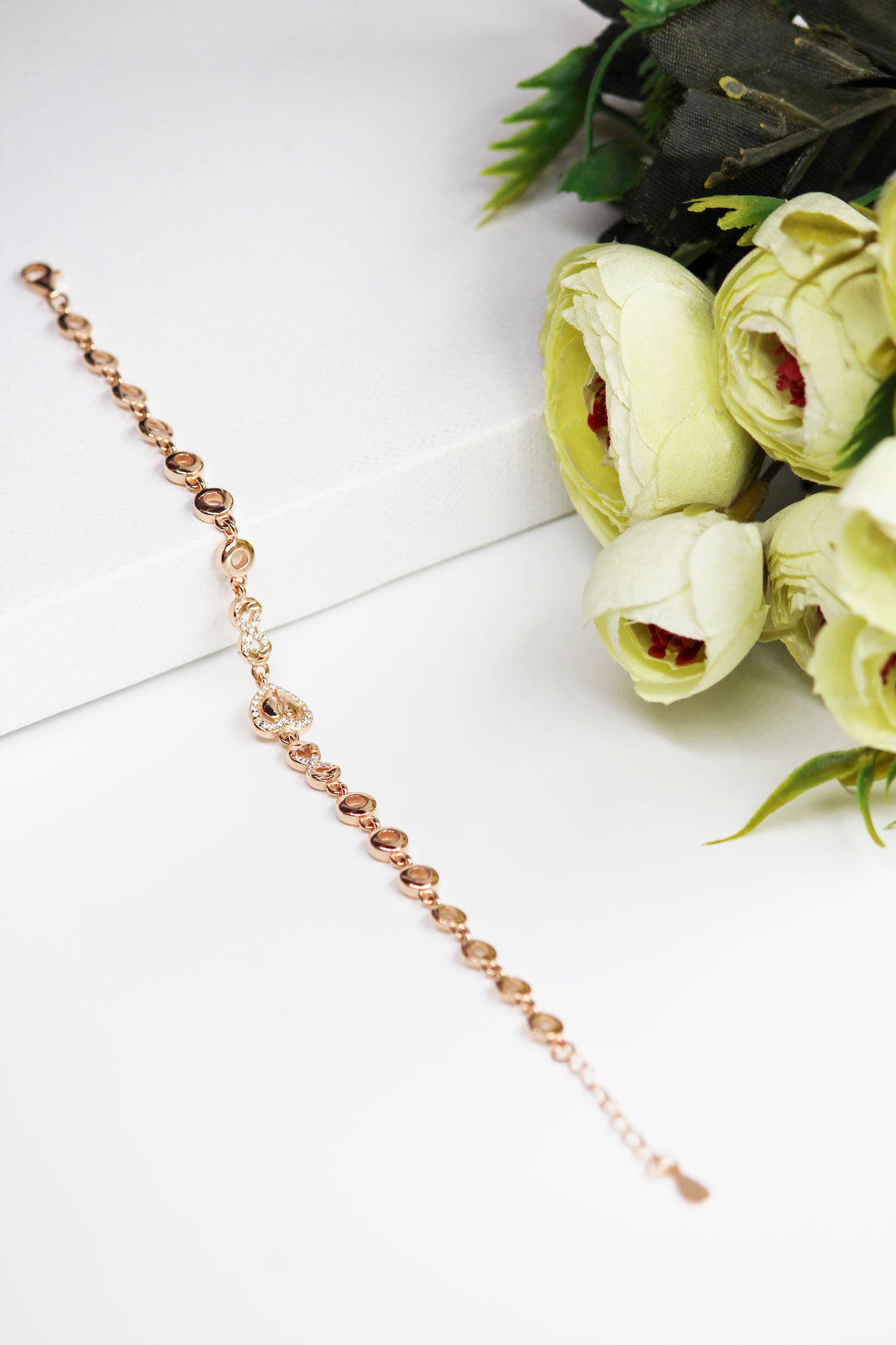 Rose Gold Heart Infinity Bracelet