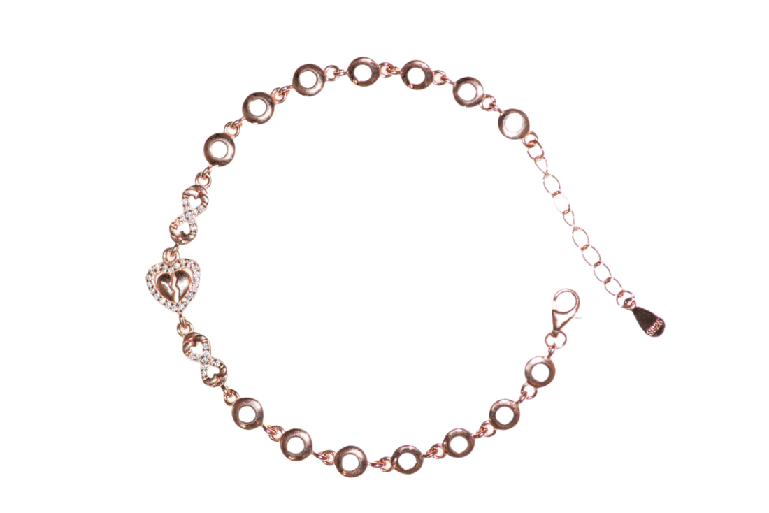 Rose Gold Heart Infinity Bracelet