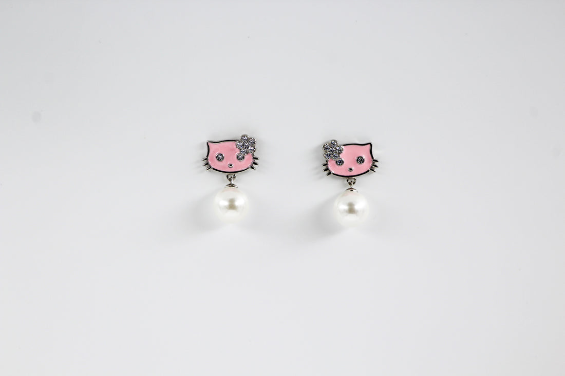 SILVER CUTE CAT EARRINGS