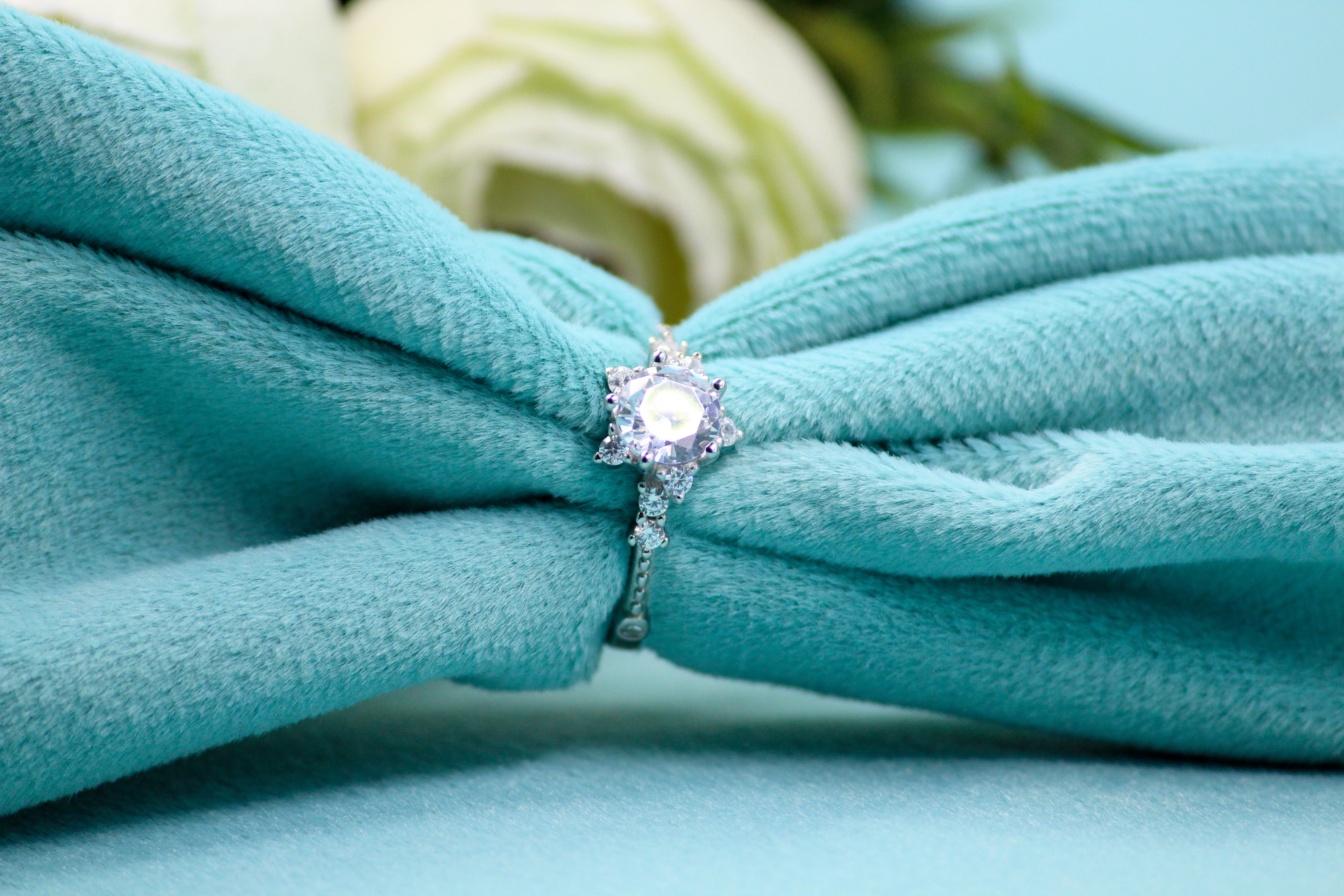 Silver Starburst Solitaire Ring