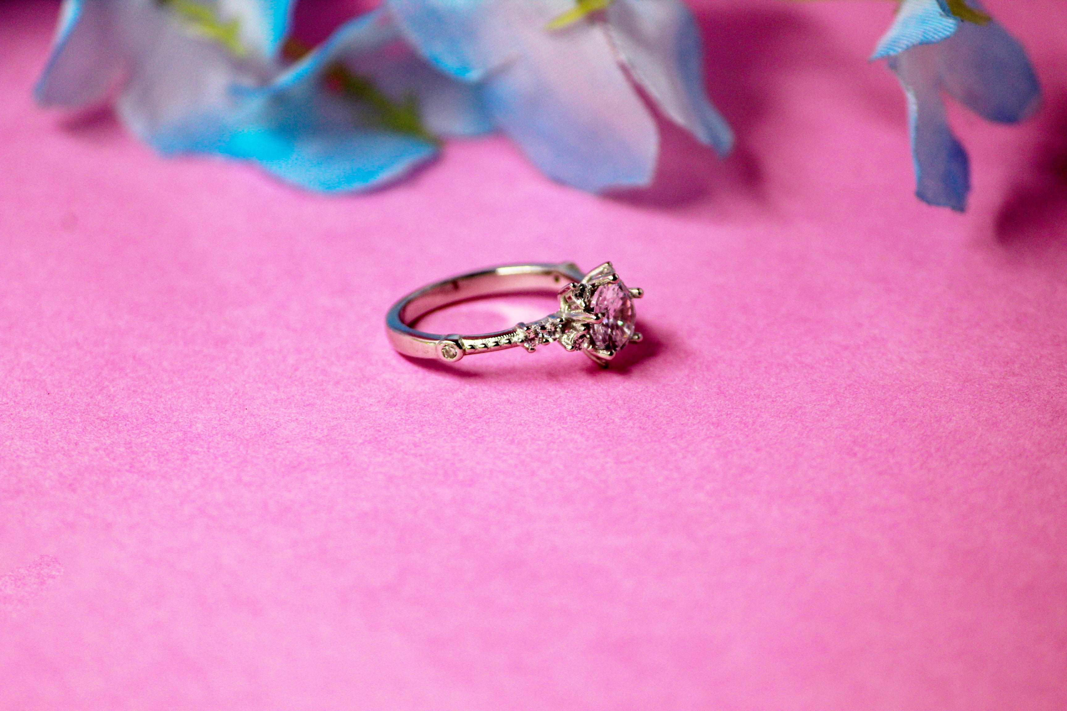 Silver Starburst Solitaire Ring