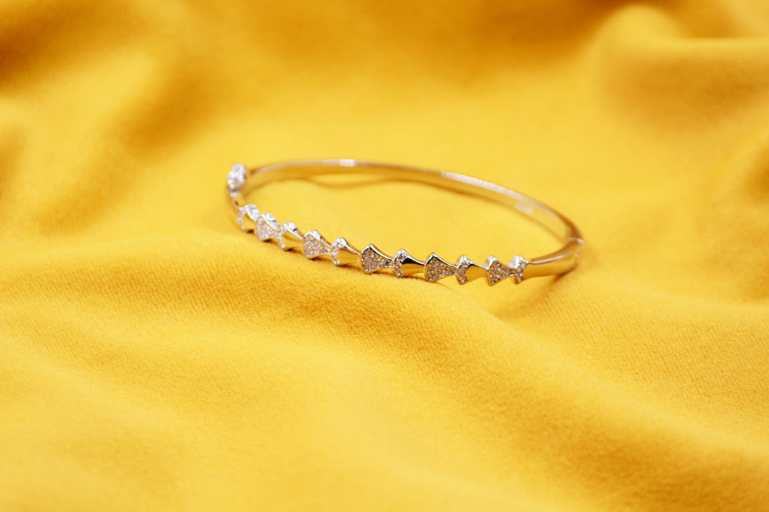 Silver Zircon Studded fan Bracelet