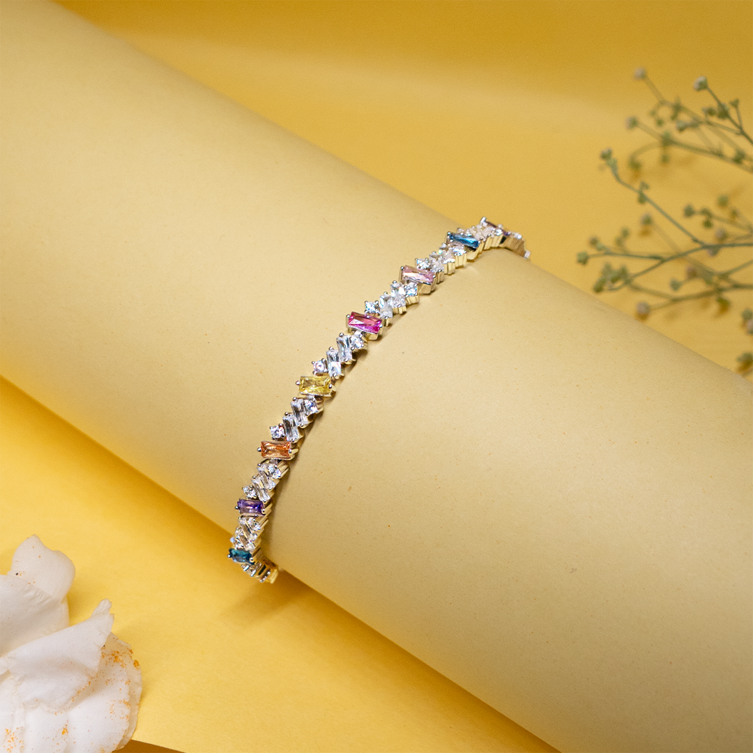 SILVER MULTICOLOURED BRACELET