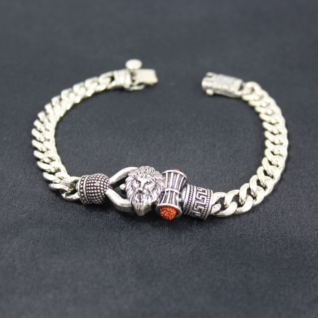 Silver Oxidized Bracelet with Rudraksha