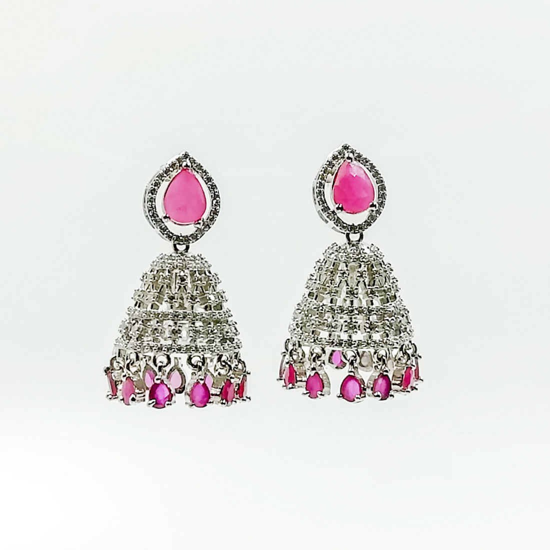 Silver Pure Zircon Feelings Jhumki