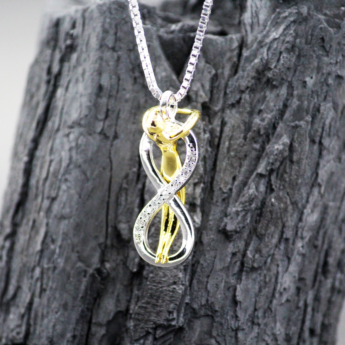 Silver Infinity Sign Pendant with Link Box Chain