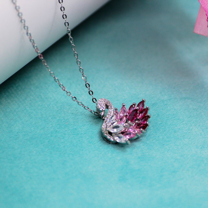 Silver Swan Multicolor Necklace