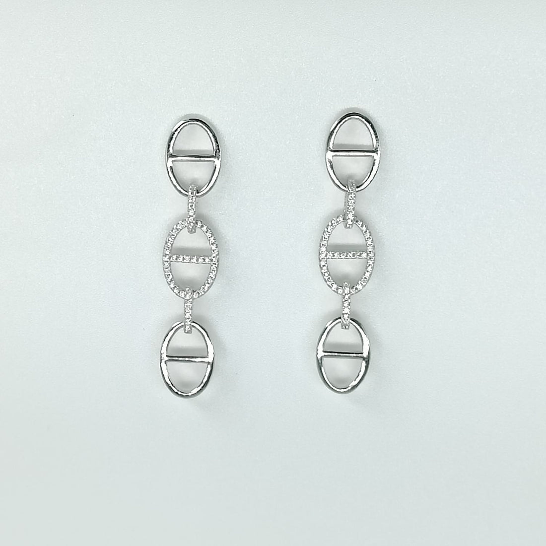 Silver Link Style Drop Earrings