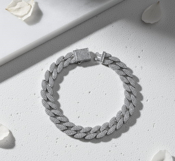 Iced Out Cuban Silver Bracelet for Him