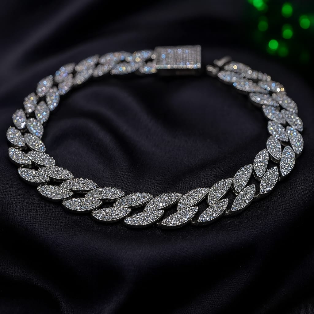 Iced Out Cuban Silver Bracelet for Him