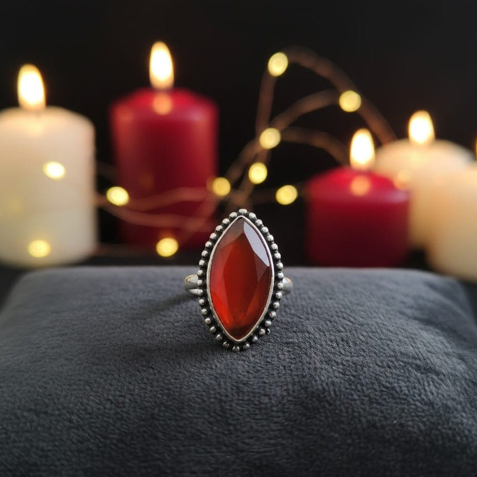 Marquise Garnet and Sterling Silver Ring